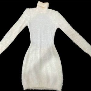Off-White Fuzzy Sweater Dress with Back Out- Size Small